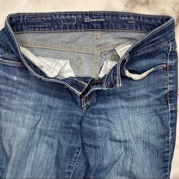 LEVI’S Demi Curve Modern Rise Distressed Blue Denim Skinny Jeans - Size 25 - Picture 6 of 9
